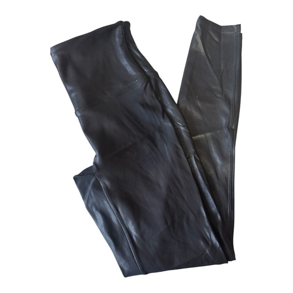 SPANX by Sara Blakey Faux Leather Black Leggings Women’s Size Large - Picture 4 of 11